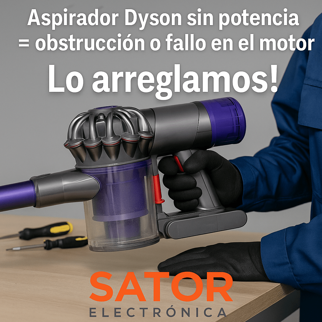 “Aspirador Dyson sin potencia = obstrucción o fallo en el motor. ¡Lo arreglamos!