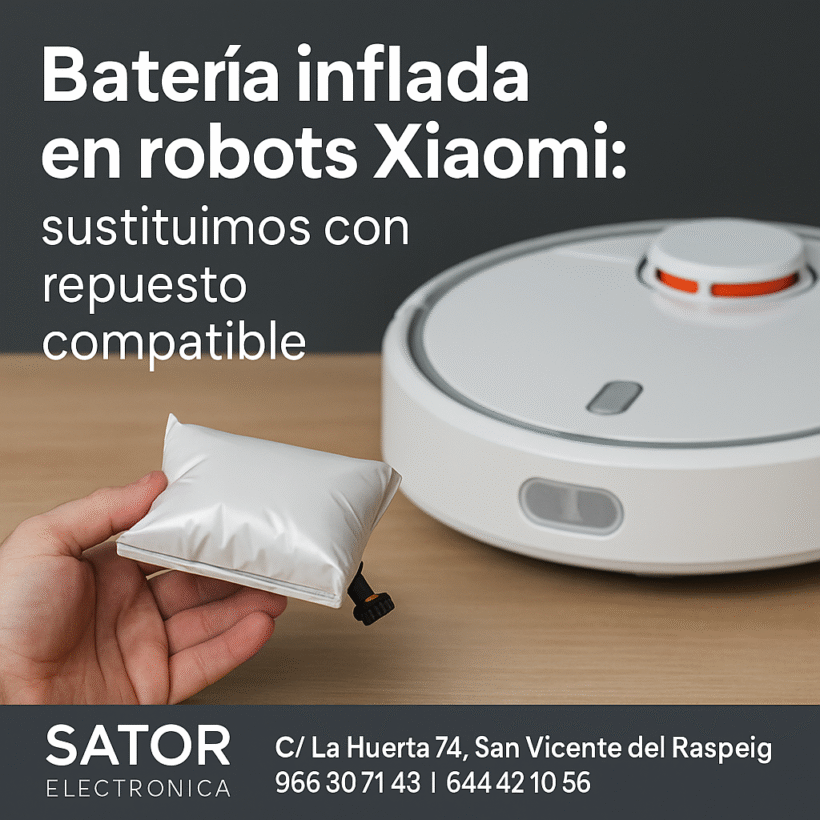 Batería inflada en robots Xiaomi sustituimos con repuesto compatible.