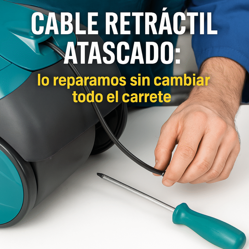 “Cable retráctil atascado lo reparamos sin cambiar todo el carrete.”