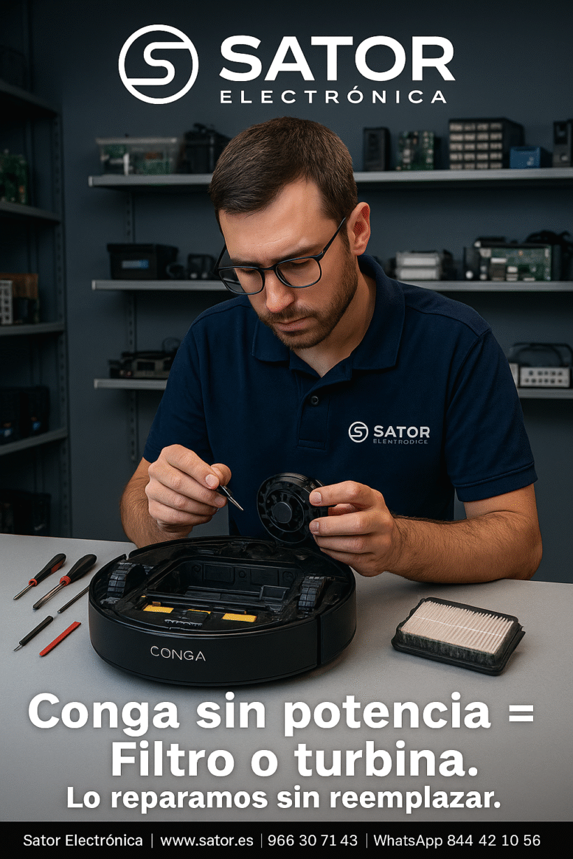 Conga que no aspira = filtro obstruido o turbina dañada. ¡Reparamos sin reemplazar!