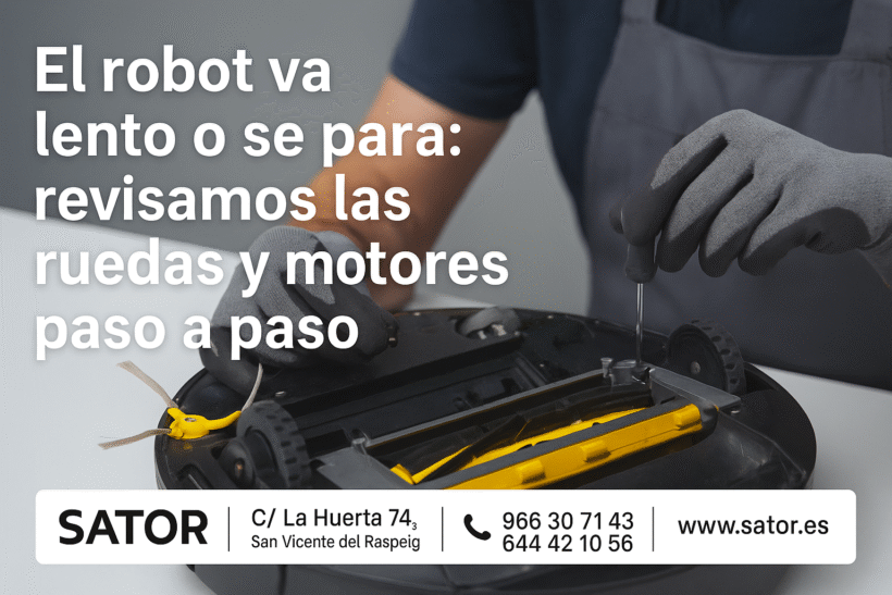 El robot va lento o se para revisamos las ruedas y motores paso a paso.