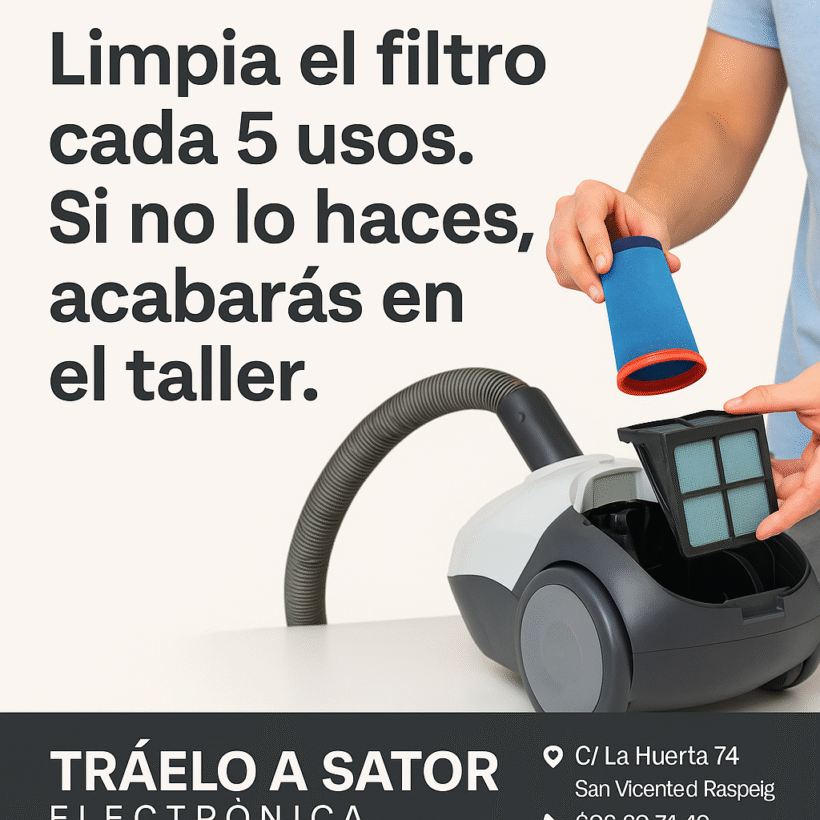 “Limpia el filtro cada 5 usos. Si no lo haces, acabarás en el taller.