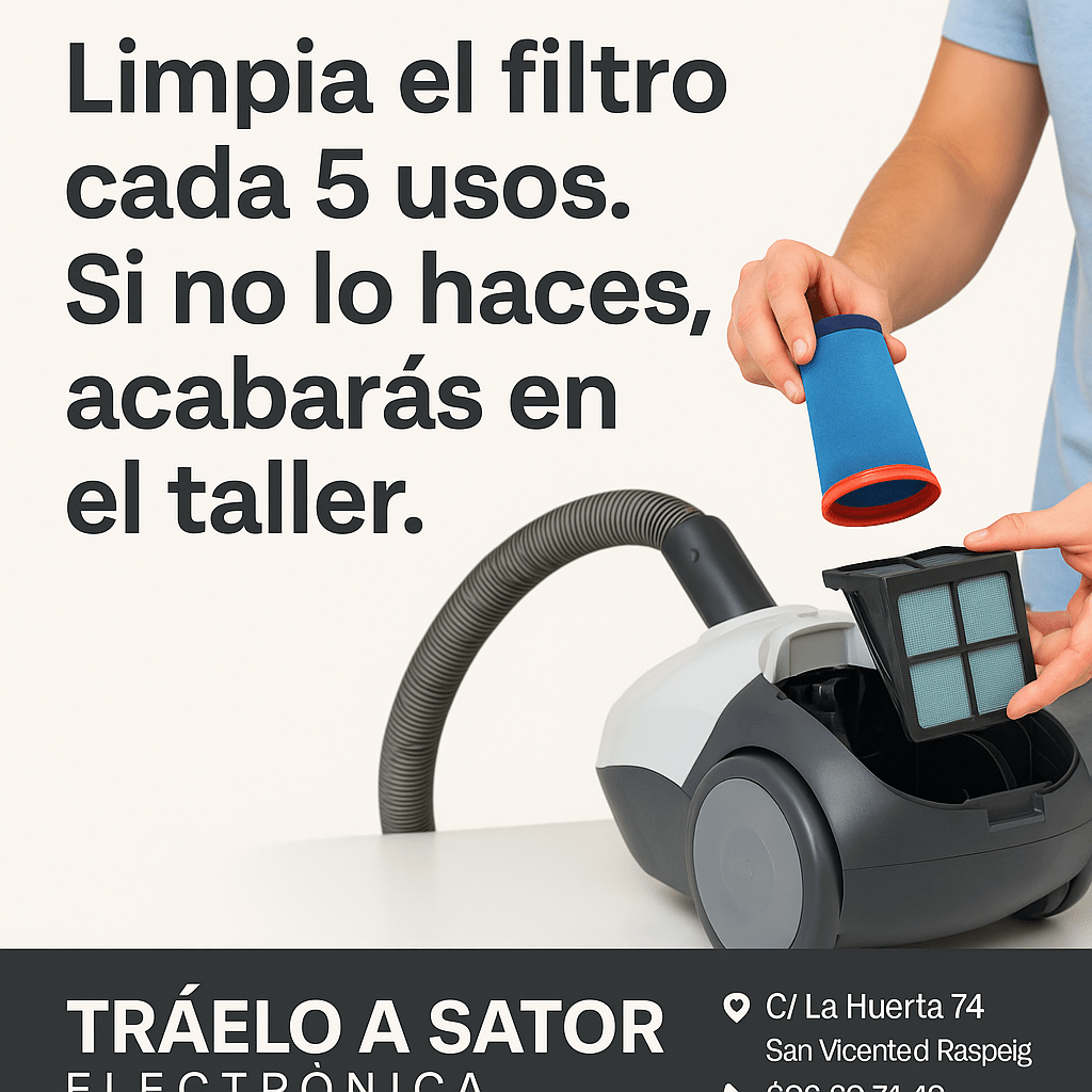 “Limpia el filtro cada 5 usos. Si no lo haces, acabarás en el taller.