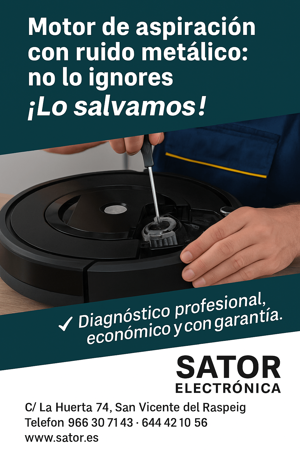 Motor de aspiración suena raro = escobillas gastadas. Lo restauramos.