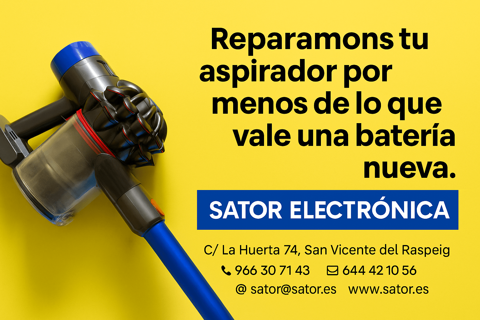 “Reparamos tu aspirador por menos de lo que vale una batería nueva.”