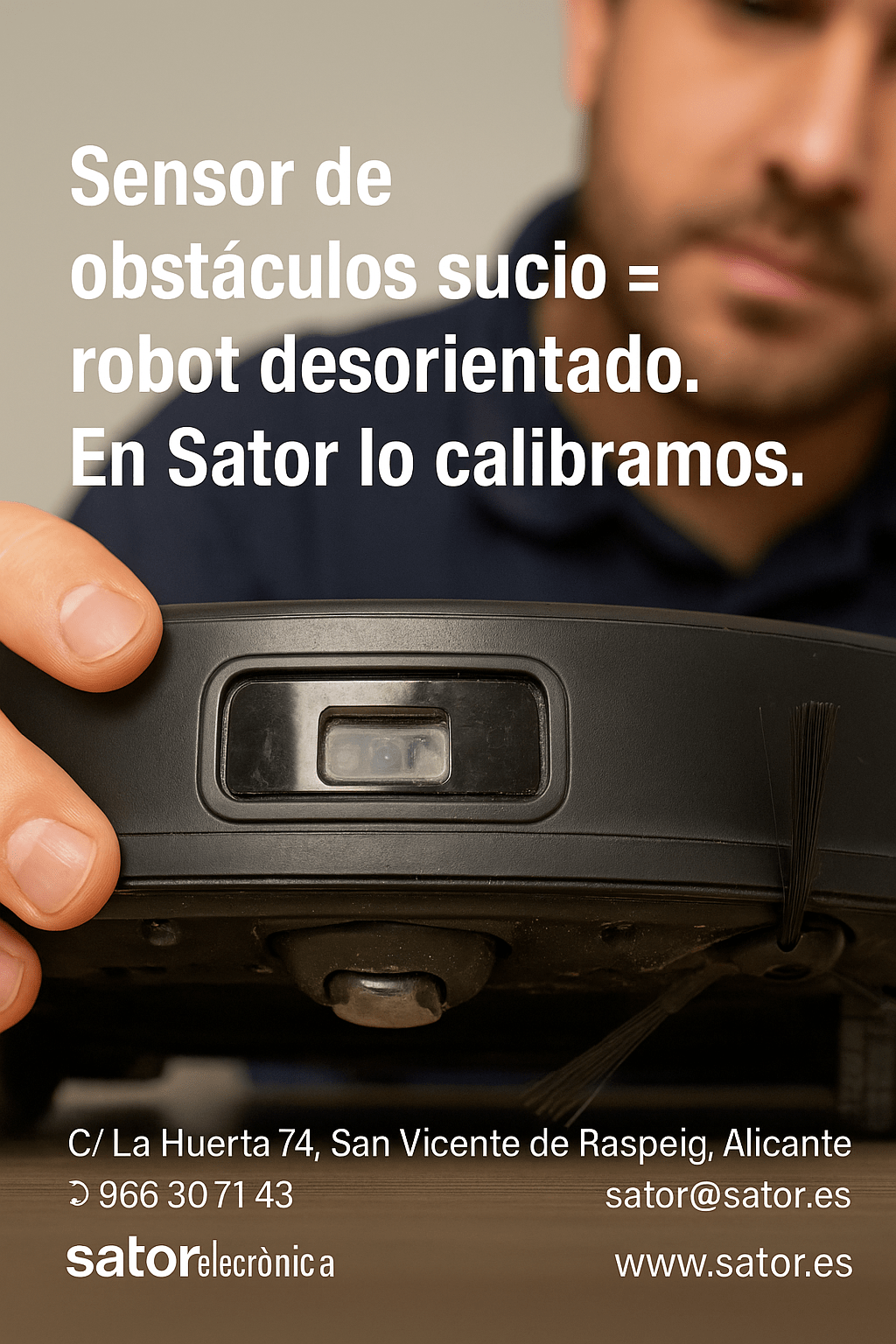Sensor de obstáculos sucio = robot desorientado. En Sator lo calibramos.