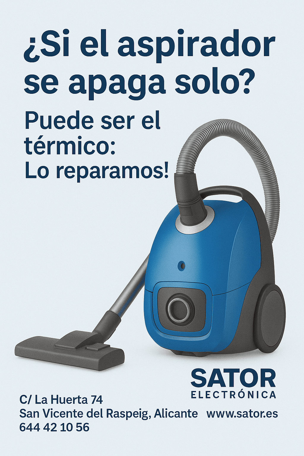 “Si el aspirador se apaga solo, puede ser el térmico: ¡Lo reparamos!”