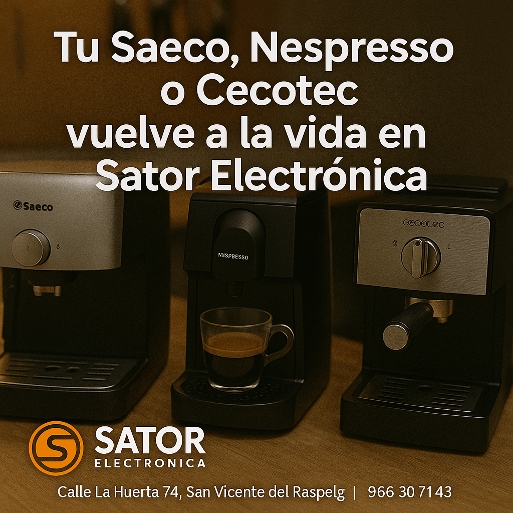 “Tu Saeco, Nespresso o Cecotec vuelve a la vida en Sator Electrónica”