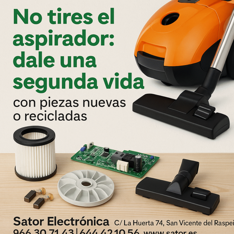 “No tires el aspirador dale una segunda vida con piezas nuevas o recicladas.”