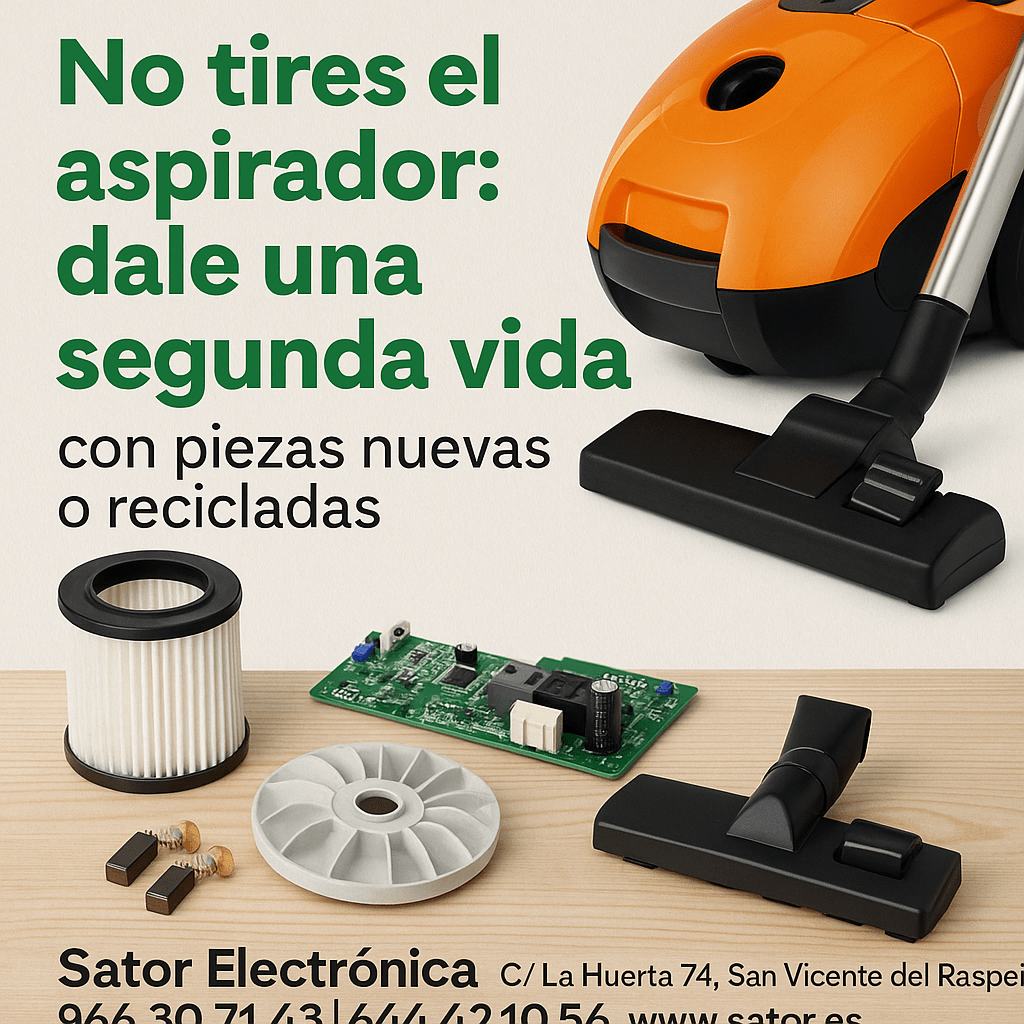 “No tires el aspirador dale una segunda vida con piezas nuevas o recicladas.”