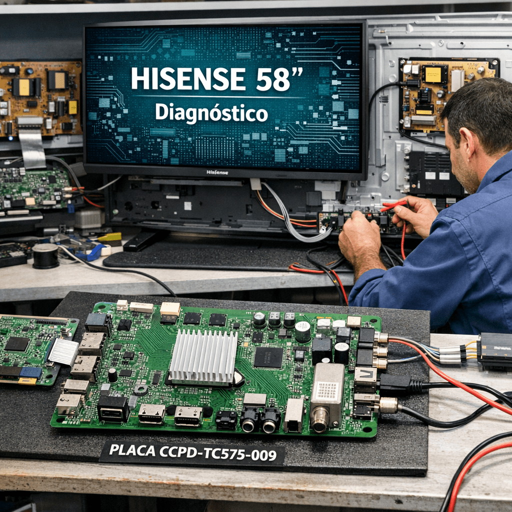 Placa main PLACA-MAIN-CCPD-TC575-009-PARA-TV-HISENSE-58HK6100 Hisense - Detalle técnico Placa main PLACA-MAIN-CCPD-TC575-009-PARA-TV-HISENSE-58HK6100 para televisor Hisense
